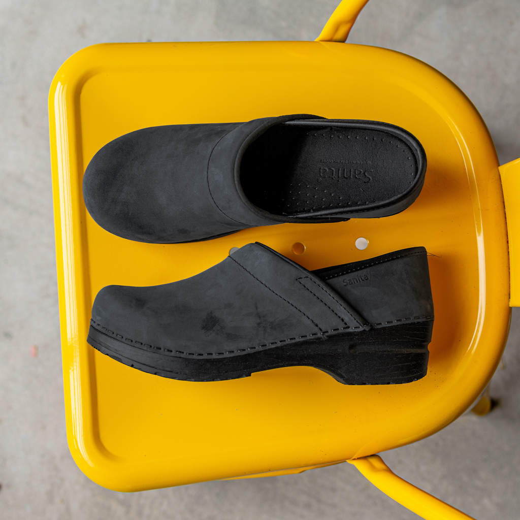 Sanita Pro. Oiled Leather Women's Clog in Black