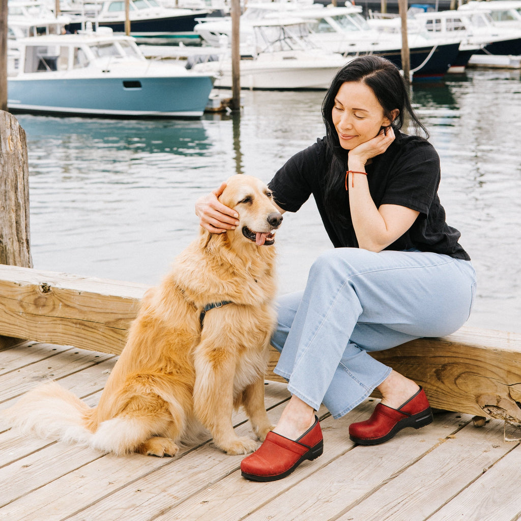 Sanita Pro. Oiled Leather Women's Clog in Burgundy