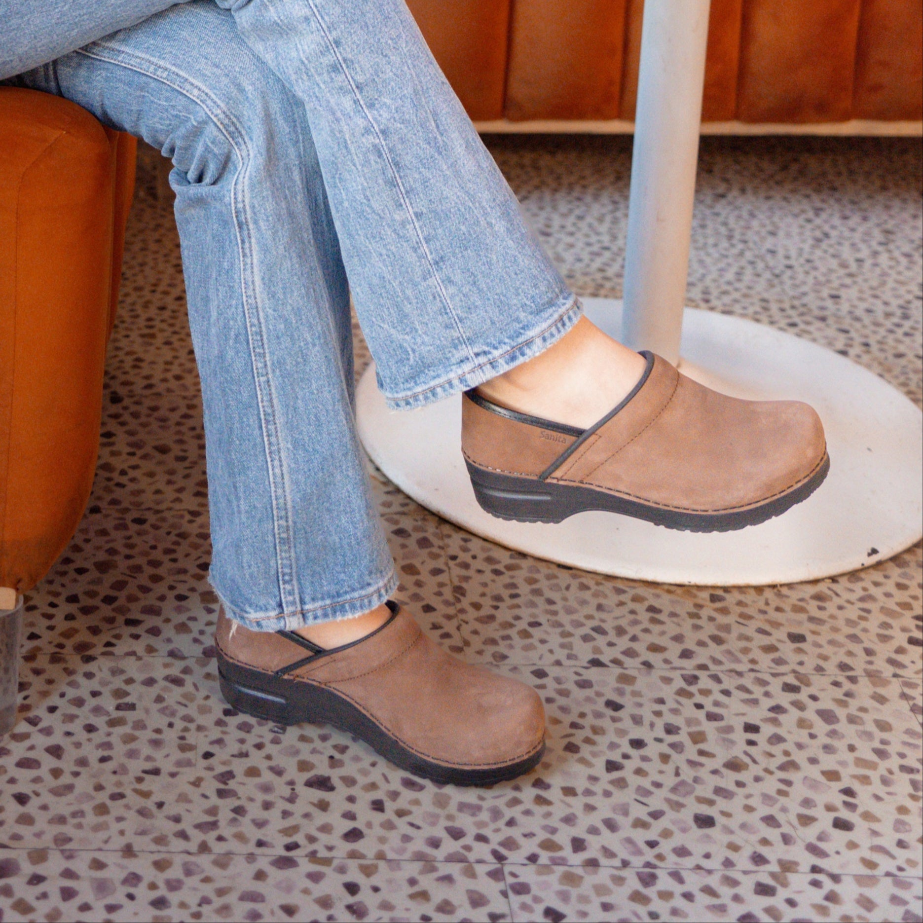 Sanita Pro. Oiled Leather Women's Clog in Chocolate