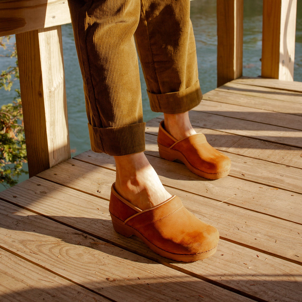 Sanita Pro. Oiled Leather Women's Clog in Cognac