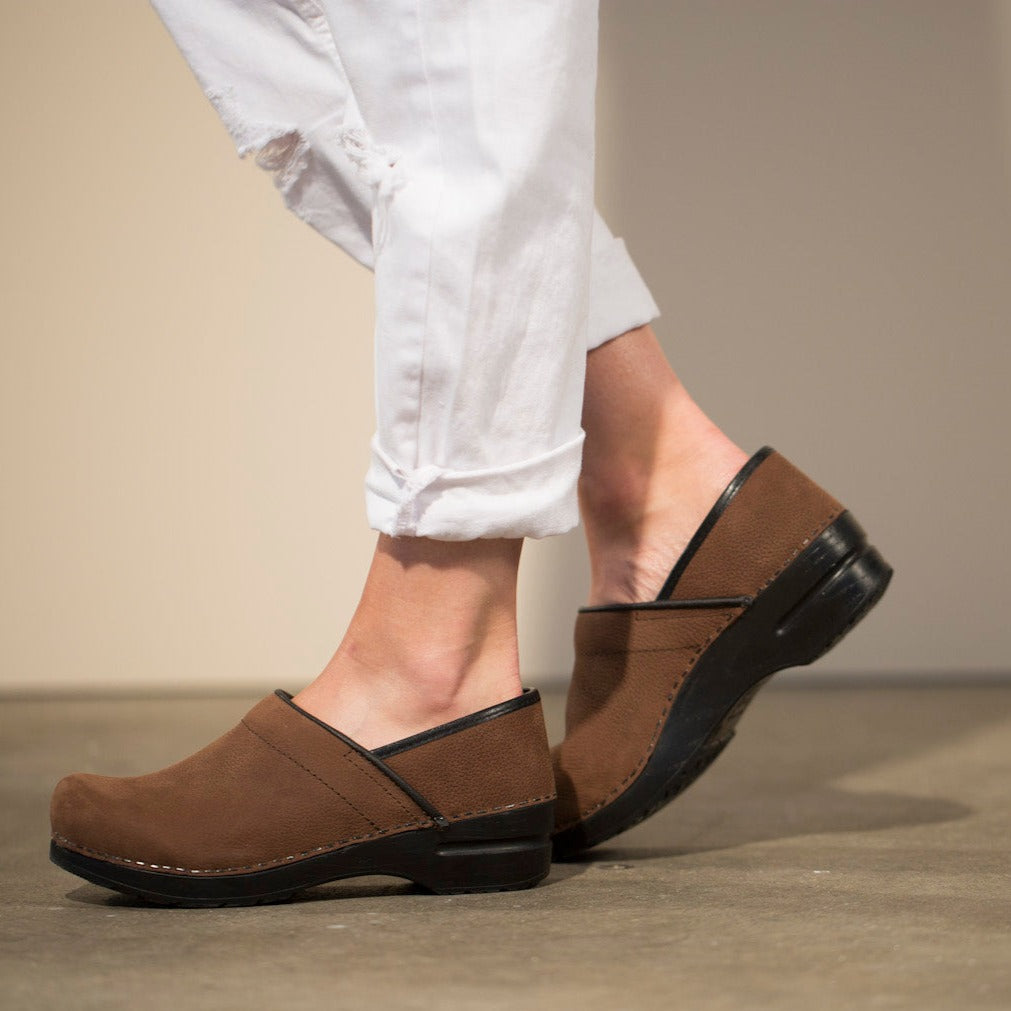 Sanita Pro. Textured Oil Women's Clog in Antique Brown