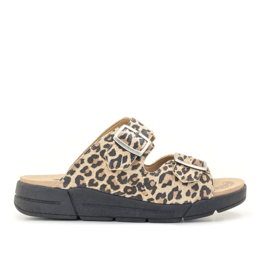 Dromedaris Terry Slip-On Leather Sandal in Animal Prints
