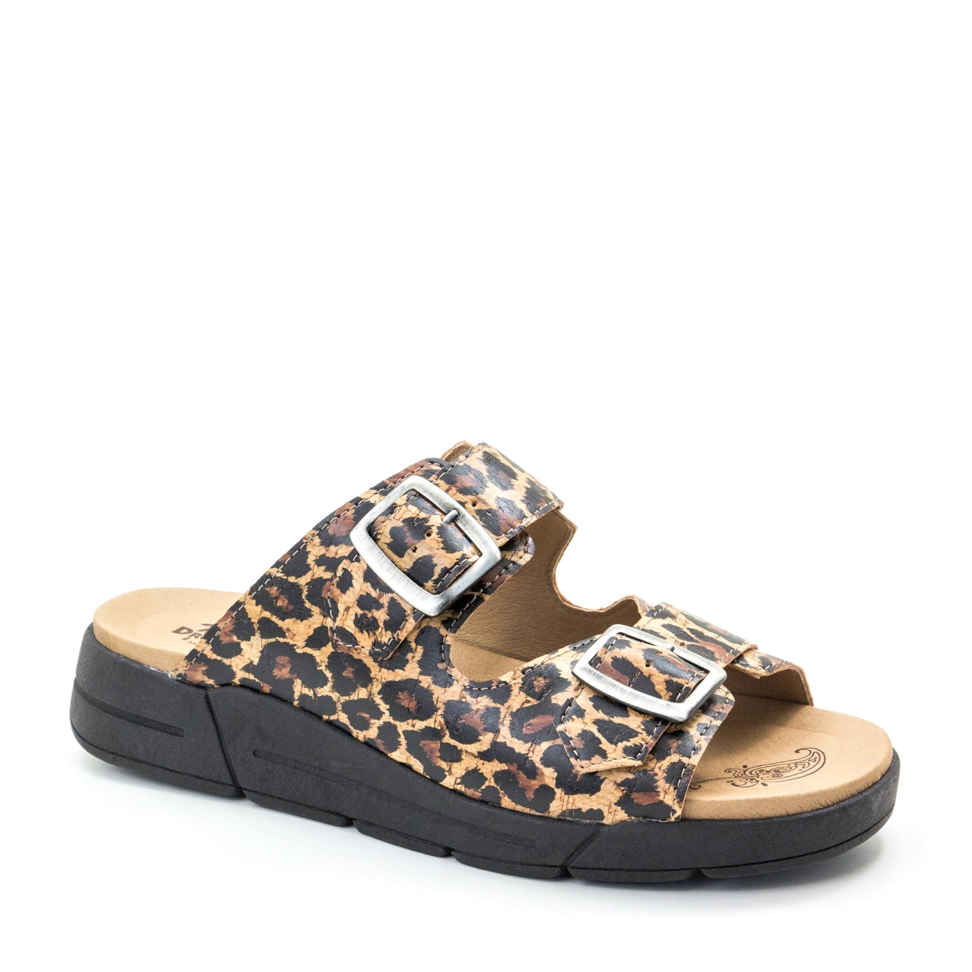 Dromedaris Terry Slip-On Leather Sandal in Animal Prints