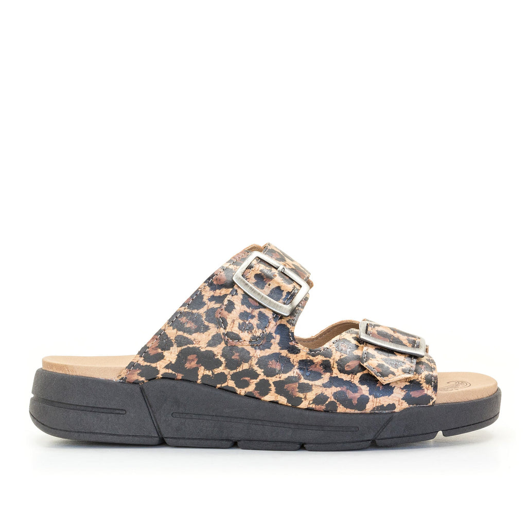 Dromedaris Terry Slip-On Leather Sandal in Animal Prints