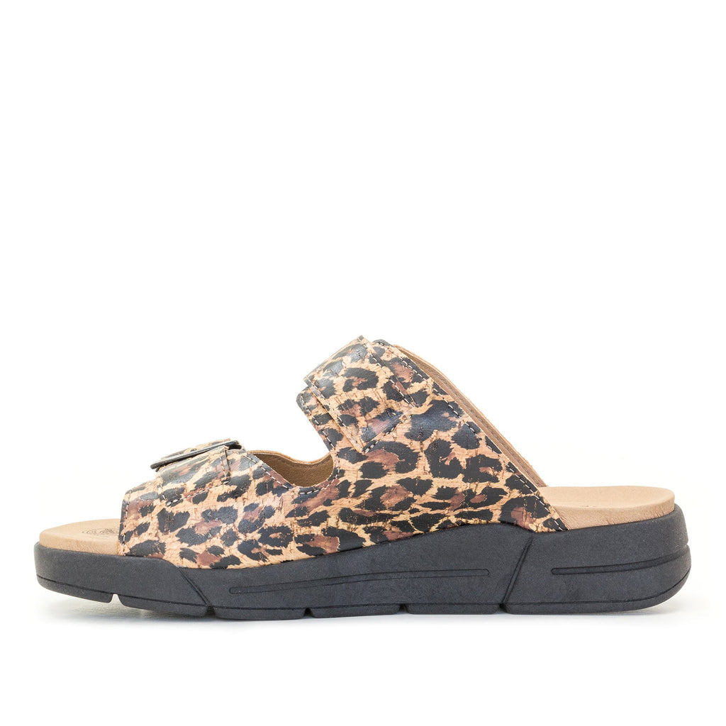 Dromedaris Terry Slip-On Leather Sandal in Animal Prints