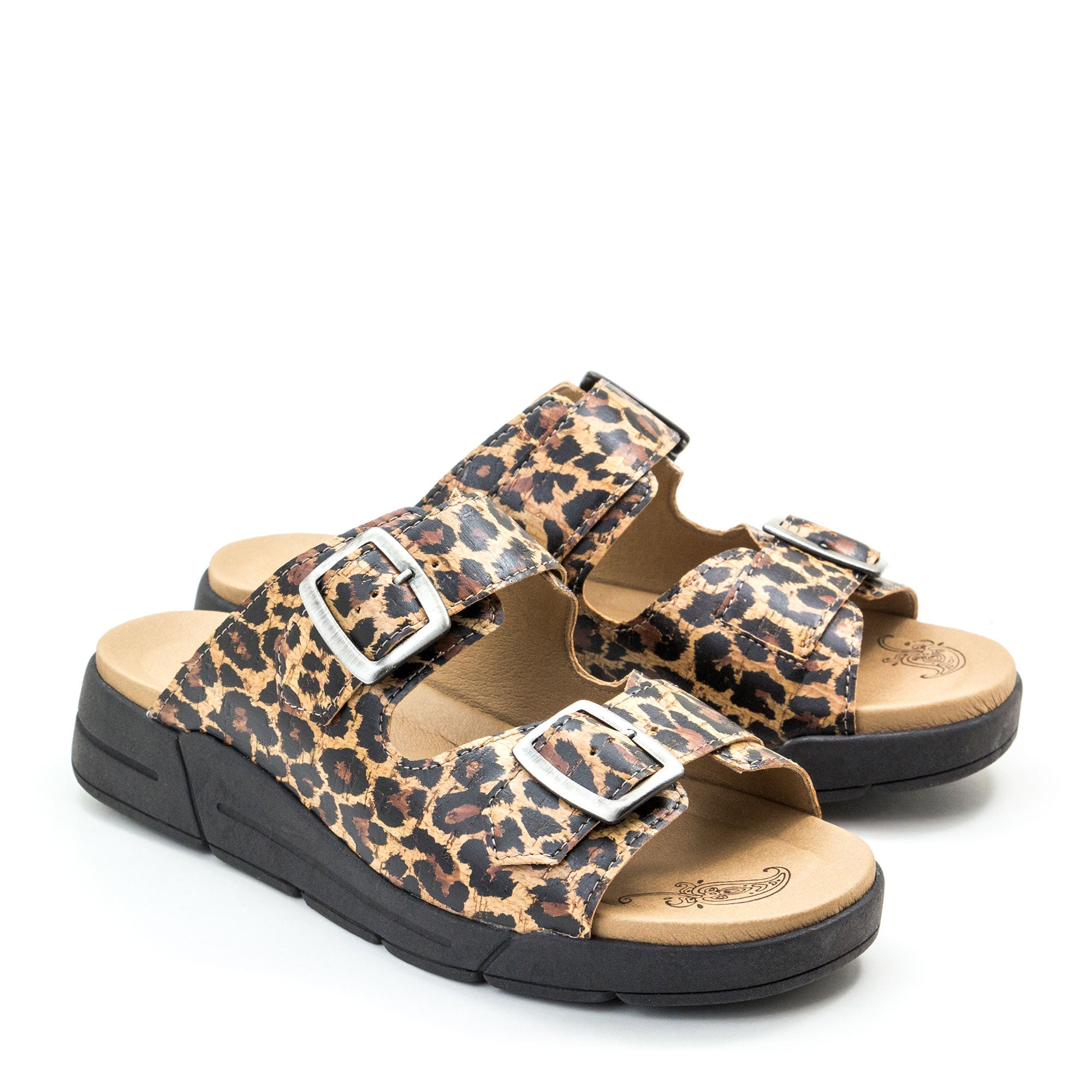 Dromedaris Terry Slip-On Leather Sandal in Animal Prints