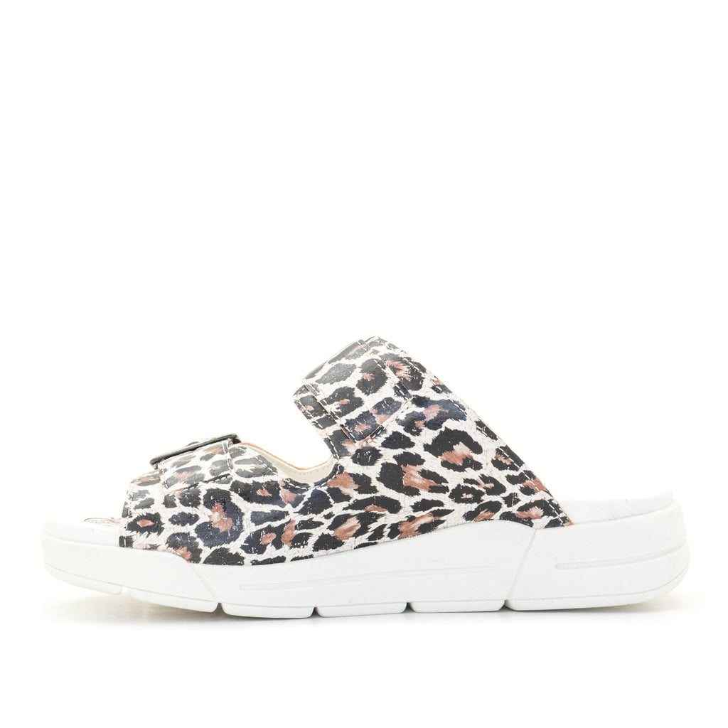 Dromedaris Terry Slip-On Leather Sandal in Animal Prints