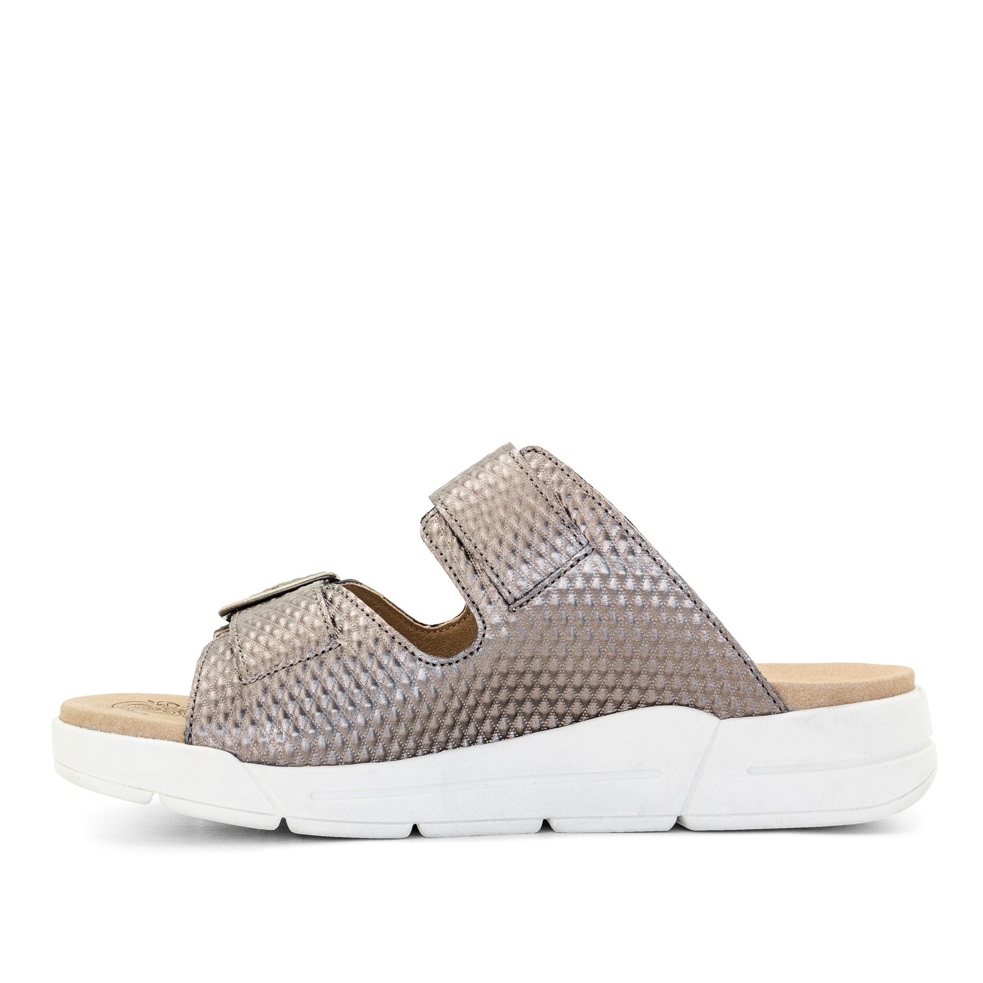 Dromedaris Terry Slip-On Metallic Cairo Leather Sandal