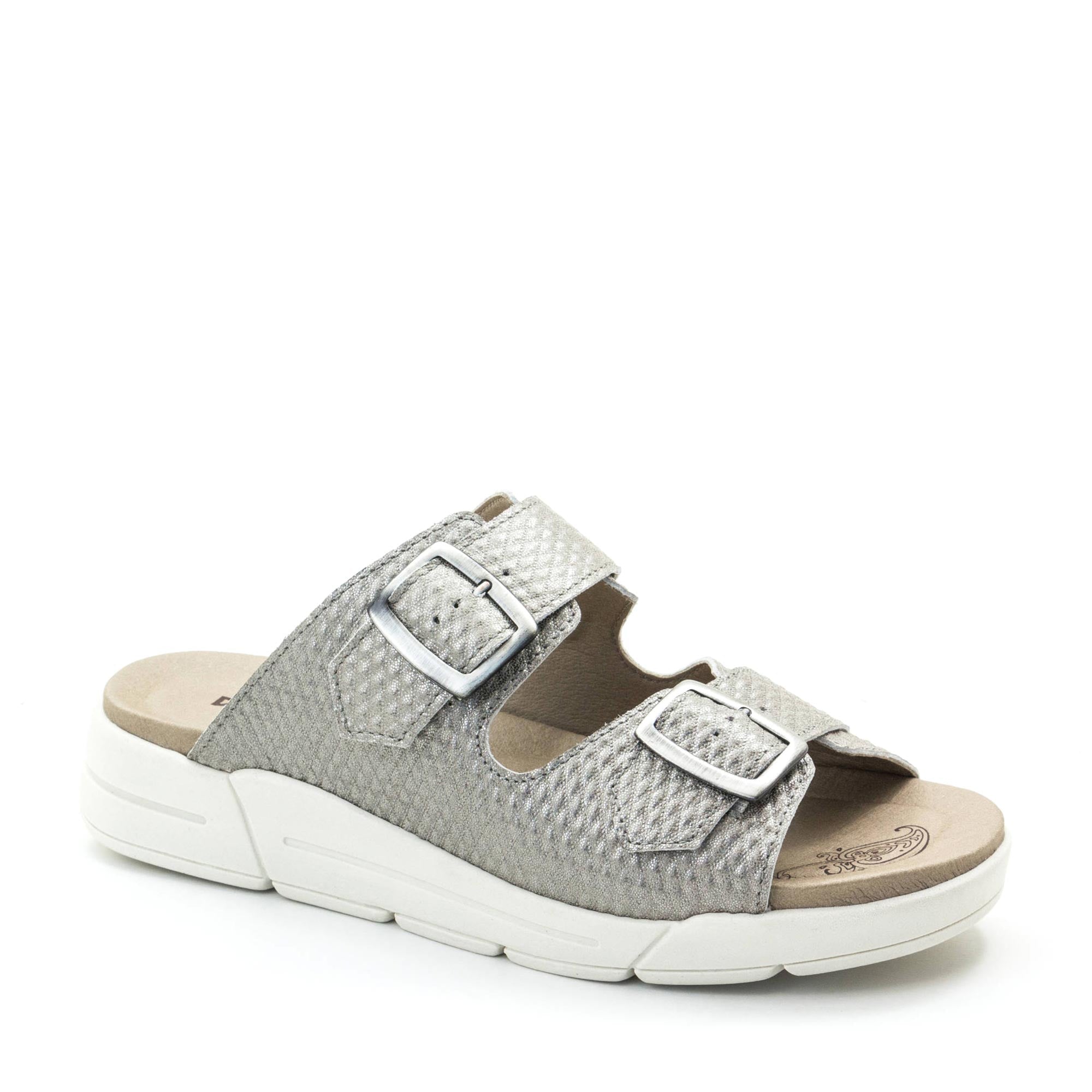 Dromedaris Terry Slip-On Metallic Cairo Leather Sandal
