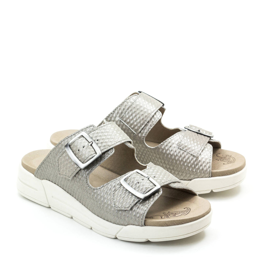 Dromedaris Terry Slip-On Metallic Cairo Leather Sandal