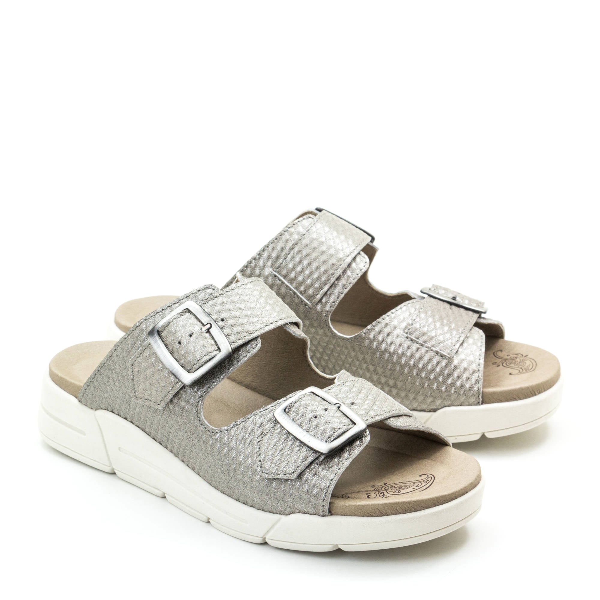 Dromedaris Terry Slip-On Metallic Cairo Leather Sandal