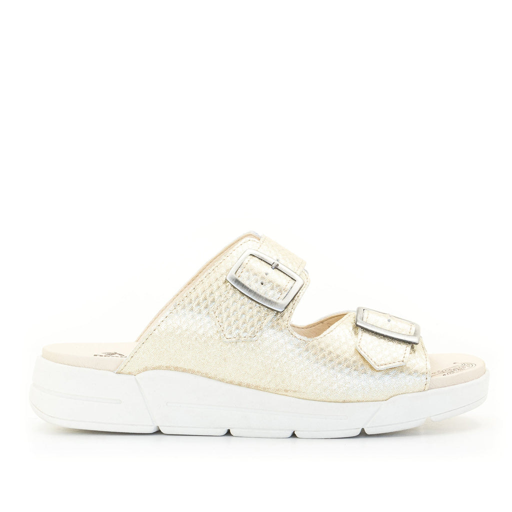 Dromedaris Terry Slip-On Metallic Cairo Leather Sandal