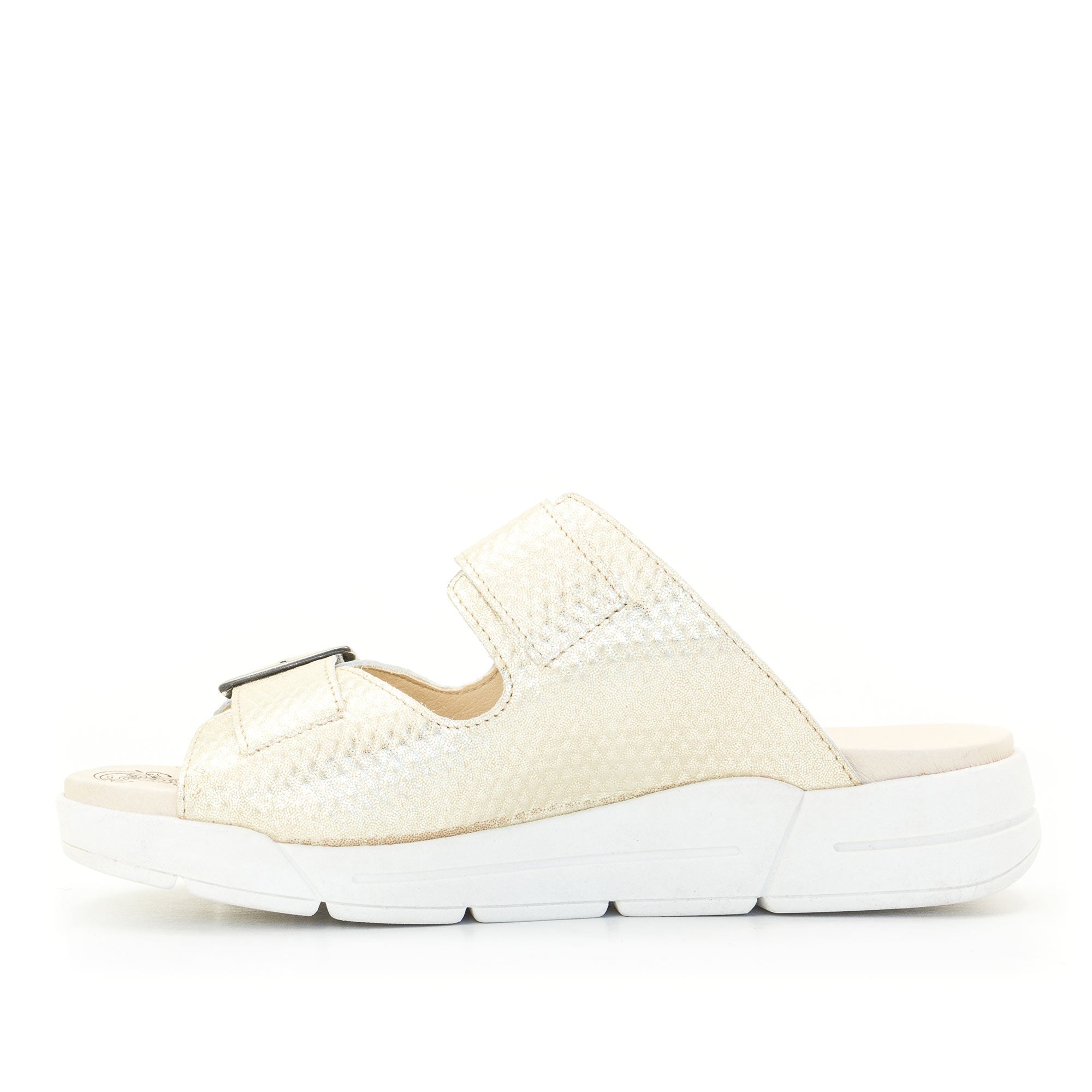 Dromedaris Terry Slip-On Metallic Cairo Leather Sandal