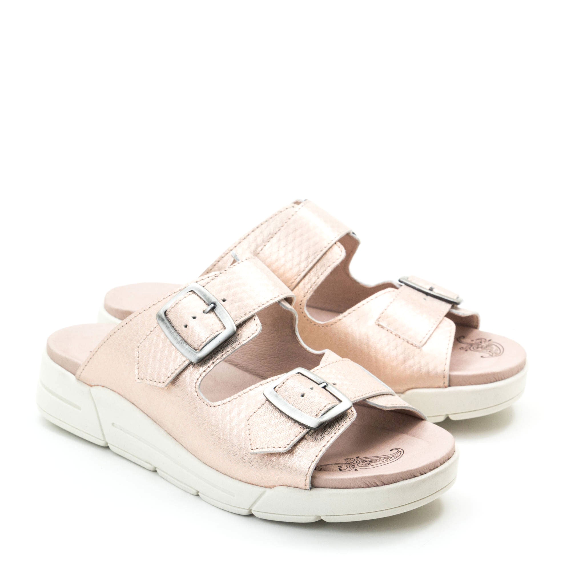 Dromedaris Terry Slip-On Metallic Cairo Leather Sandal