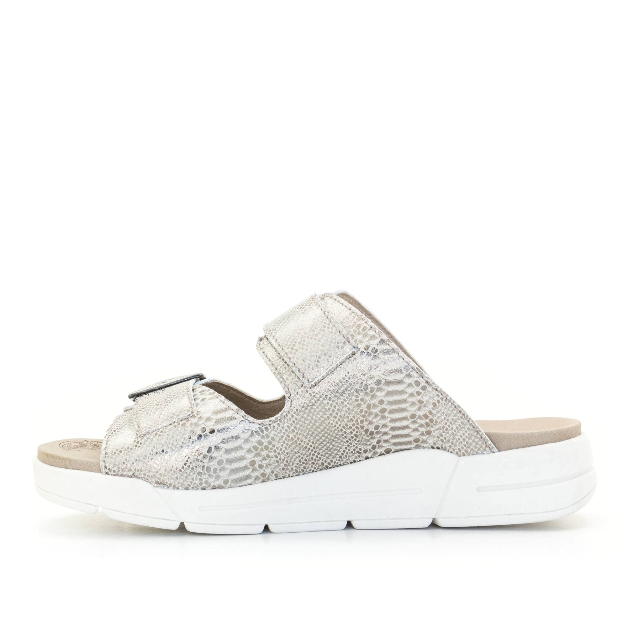 Dromedaris Terry Slip-On Metallic Leather Sandal in Iguana Print