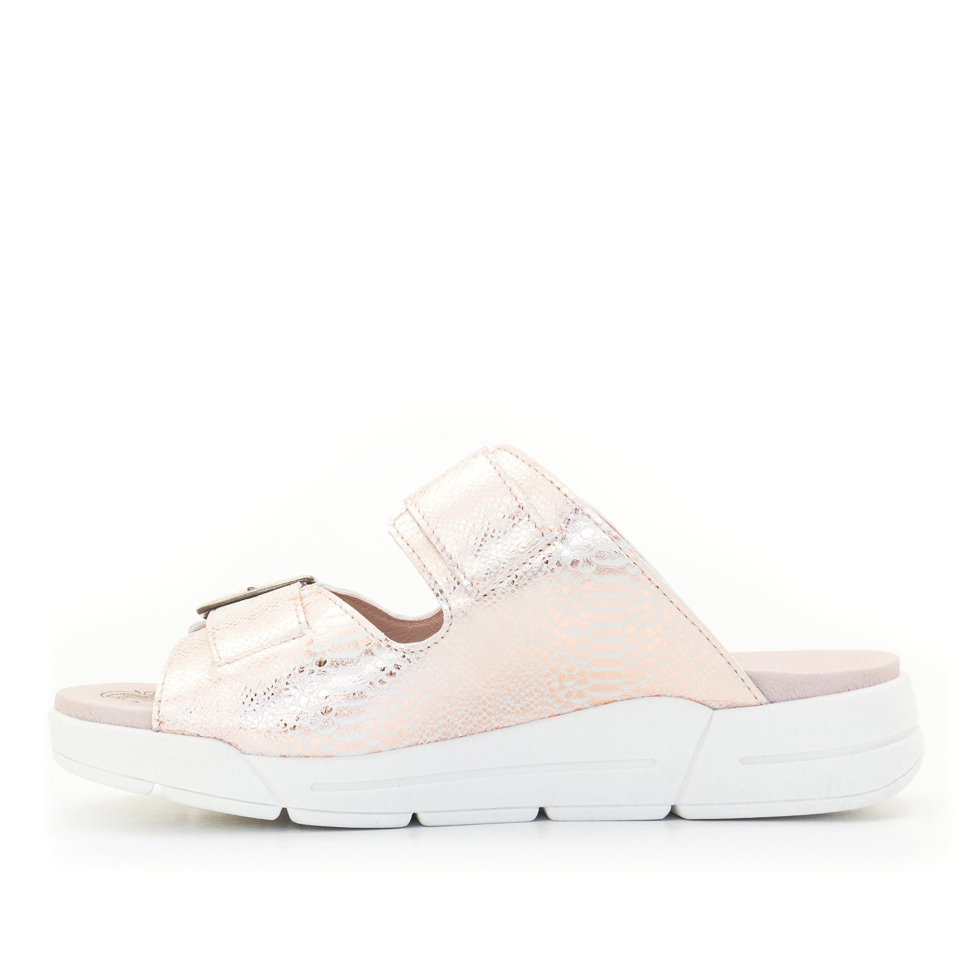 Dromedaris Terry Slip-On Metallic Leather Sandal in Iguana Print