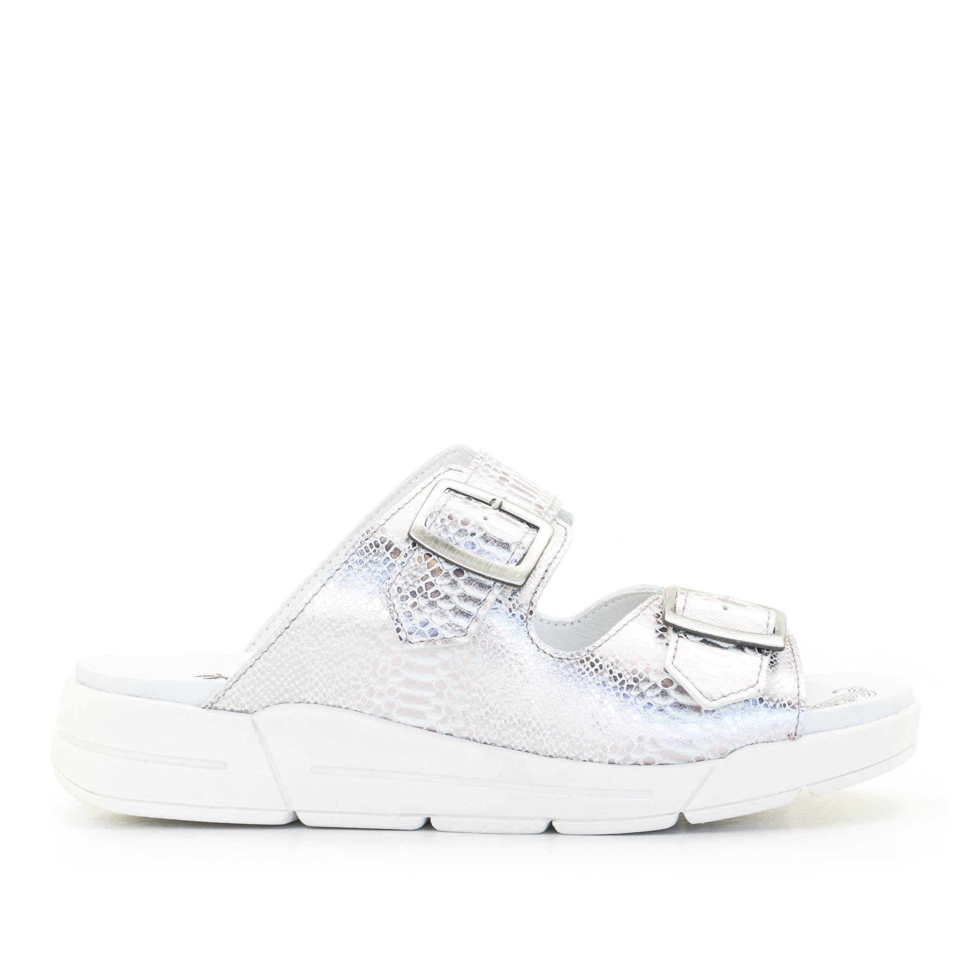 Dromedaris Terry Slip-On Metallic Leather Sandal in Iguana Print