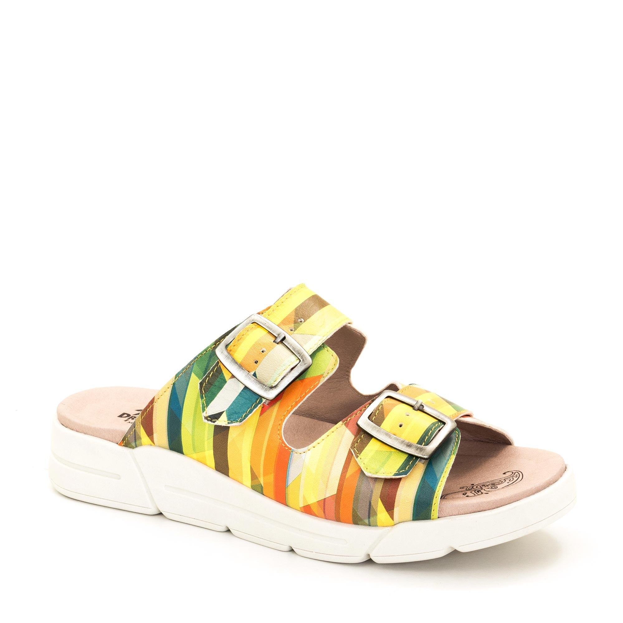 Dromedaris Terry Slip-On Leather Sandal in Colorful Prints