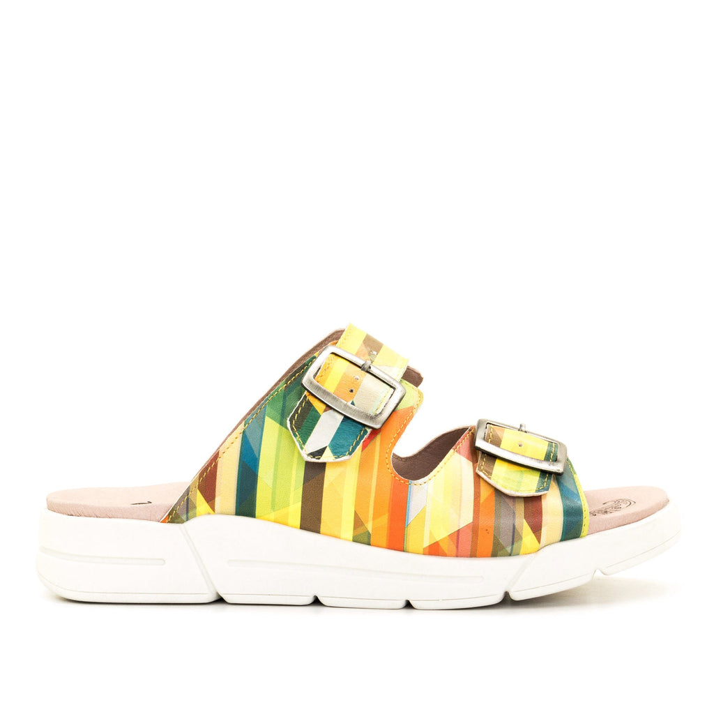 Dromedaris Terry Slip-On Leather Sandal in Colorful Prints