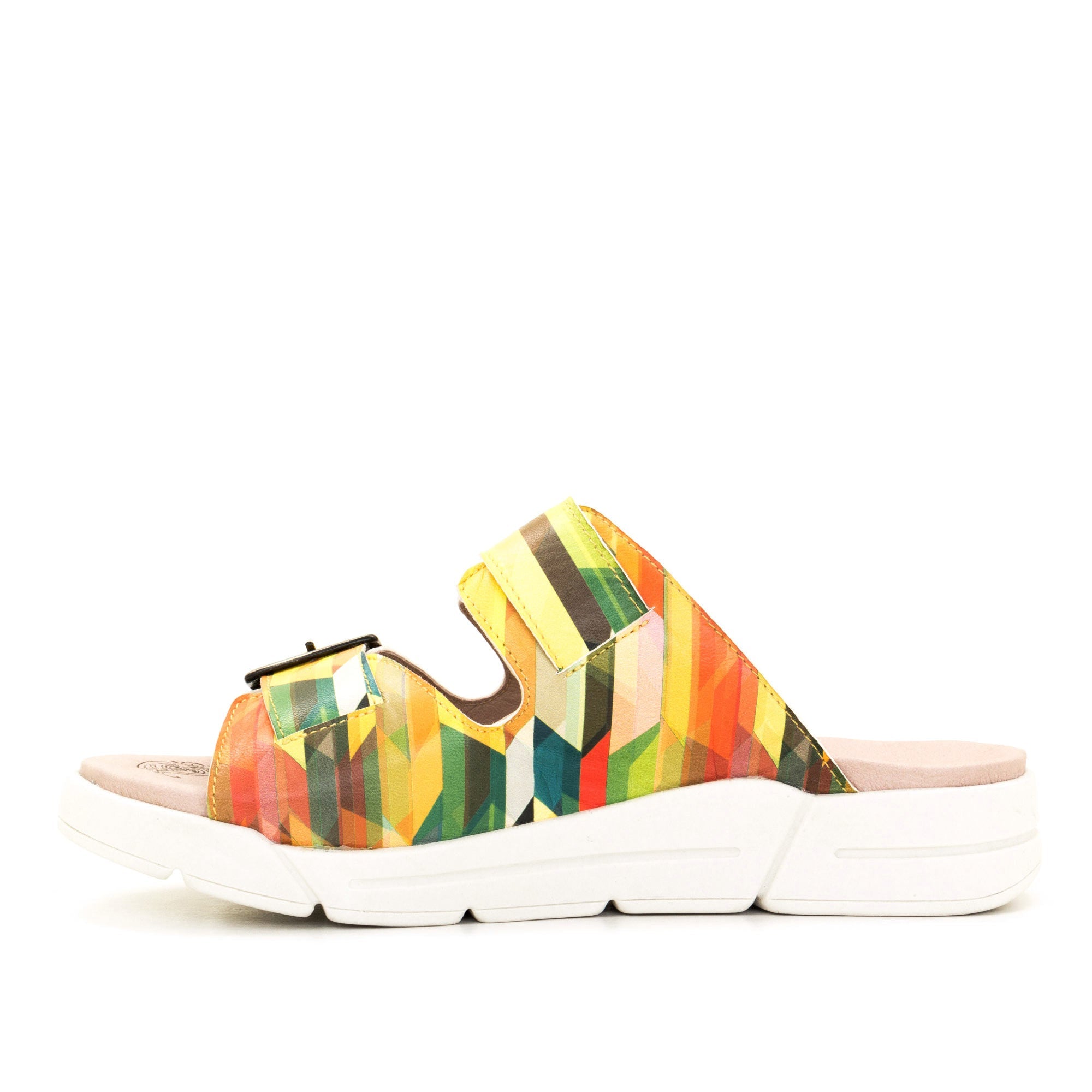 Dromedaris Terry Slip-On Leather Sandal in Colorful Prints