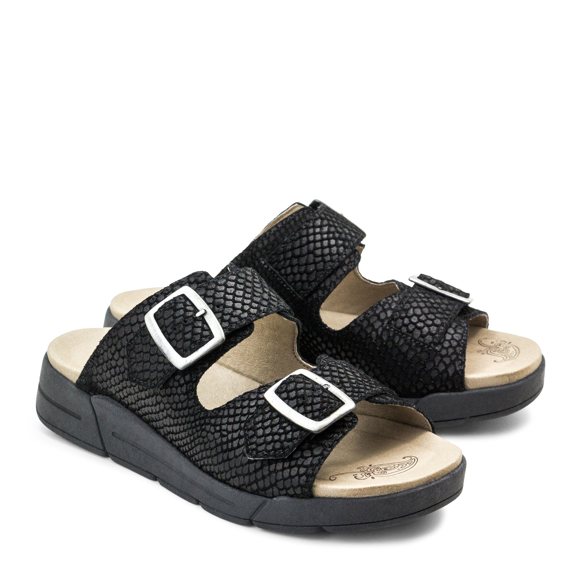 Dromedaris Terry Slip-On Leather Sandal in Colorful Prints