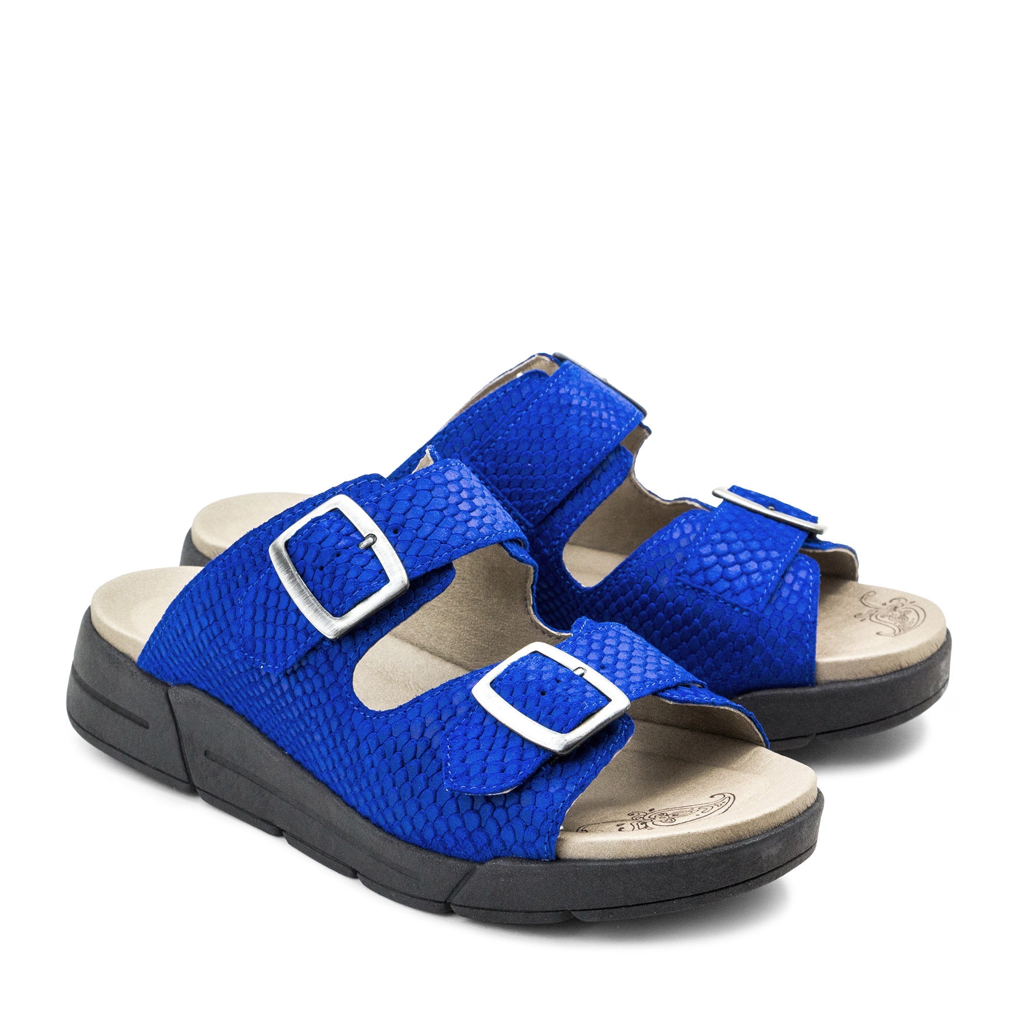 Dromedaris Terry Slip-On Leather Sandal in Colorful Prints