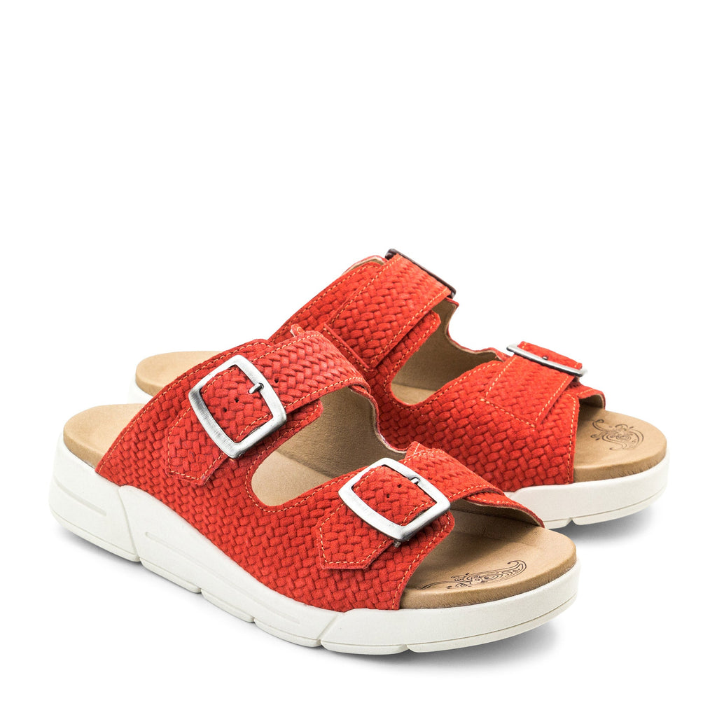 Dromedaris Terry Slip-On Leather Sandal in Colorful Prints