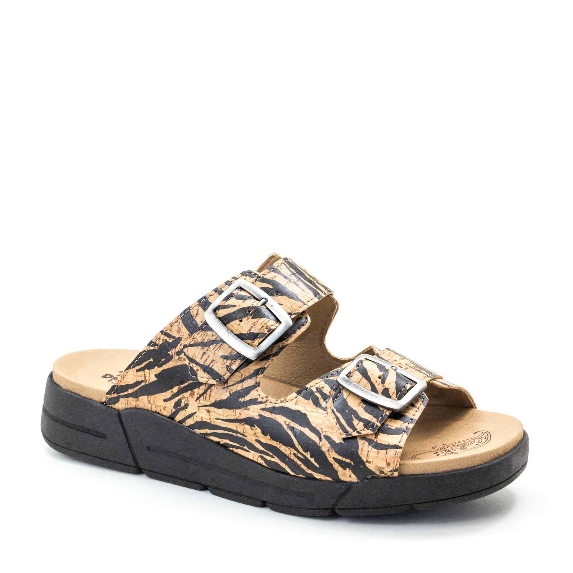 Dromedaris Terry Slip-On Leather Sandal in Animal Prints