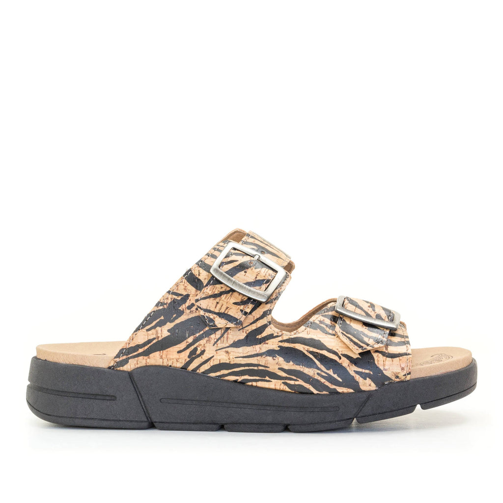 Dromedaris Terry Slip-On Leather Sandal in Animal Prints