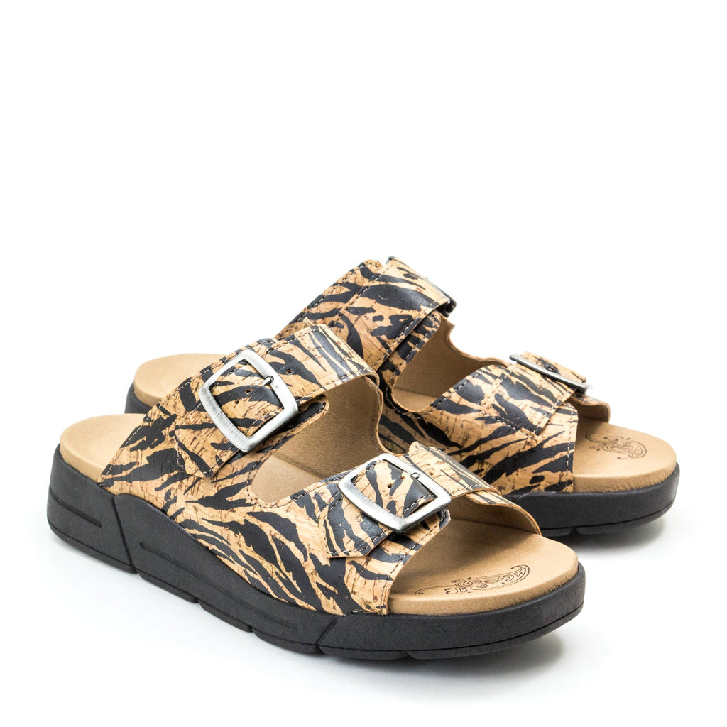 Dromedaris Terry Slip-On Leather Sandal in Animal Prints
