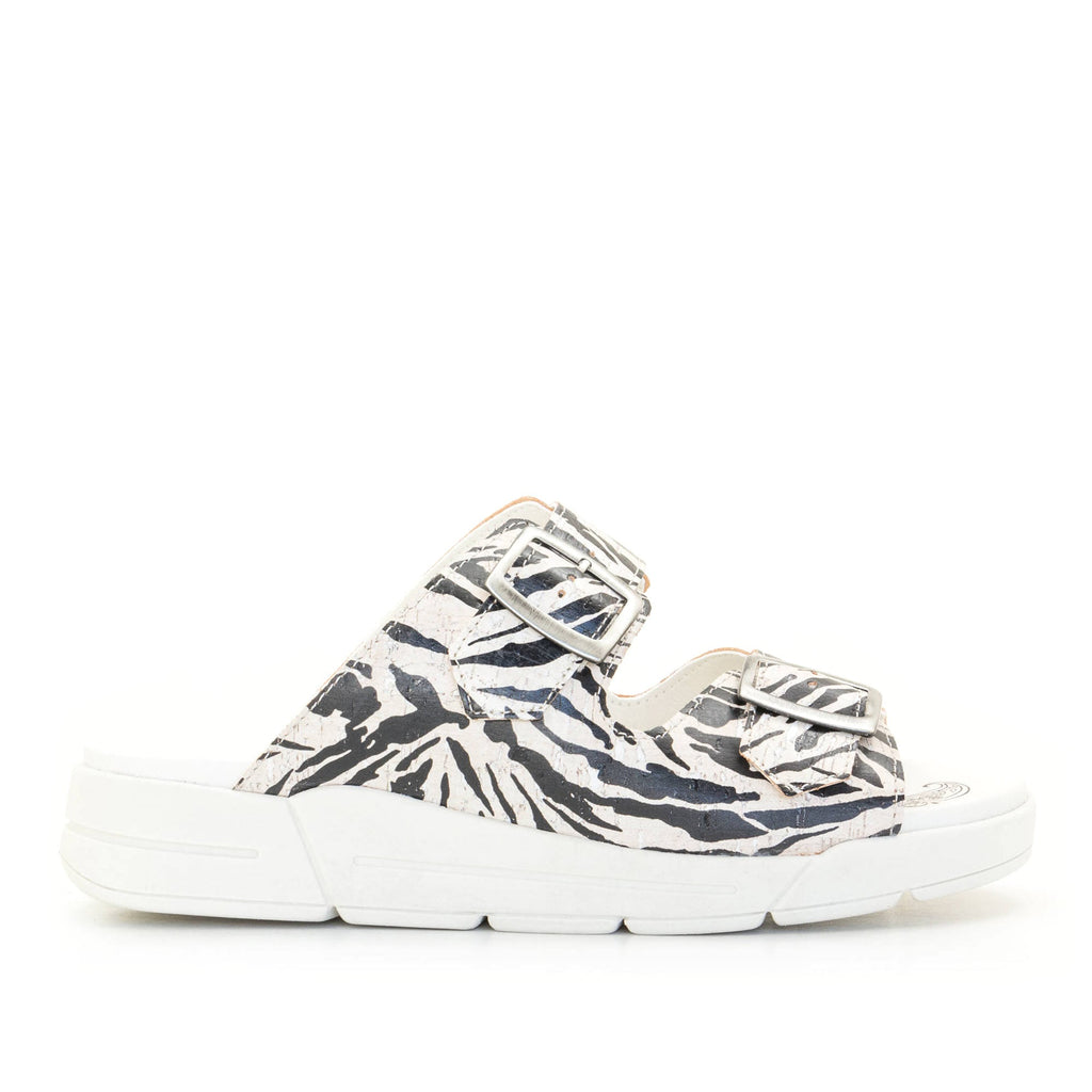 Dromedaris Terry Slip-On Leather Sandal in Animal Prints